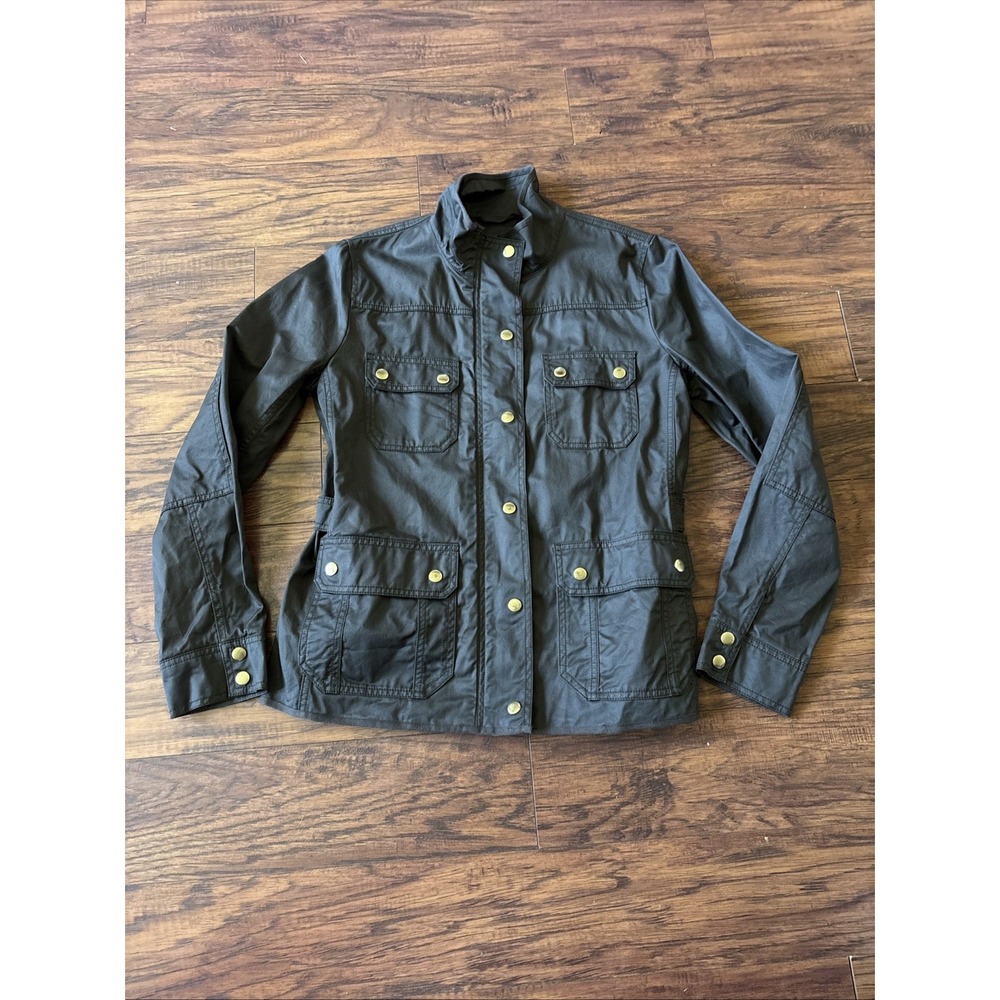 J Crew Downtown Field Jacket Womens Small Waxed Cotton M Brown